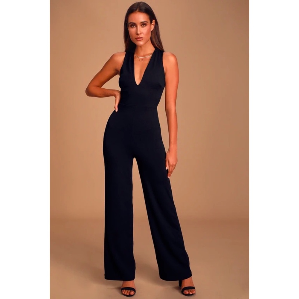 Thinking out loud black backless jumpsuit